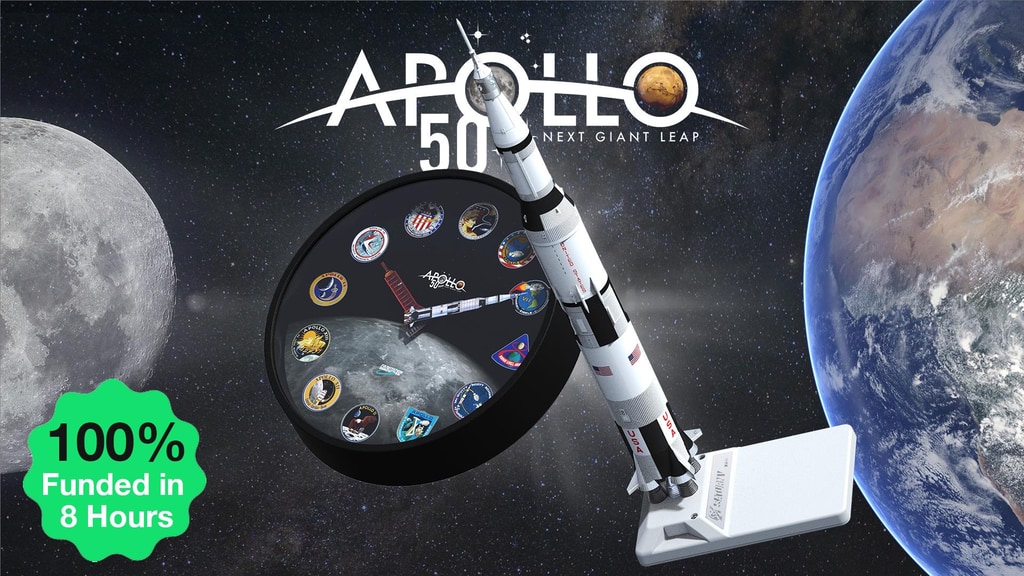APOLLO 50th - Apollo AR Clock & Saturn V AR Metal Model