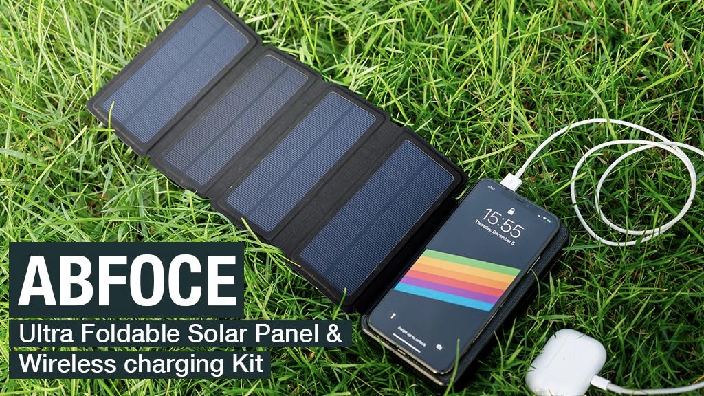 ABFOCE: Ultra Foldable Solar Panel & Wireless Charger Kit