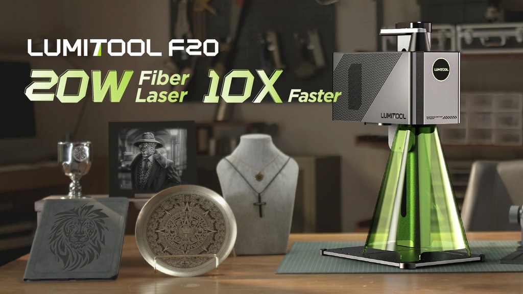 LumiTool 20W Fiber Laser Engraver: 10X Faster & AI Design