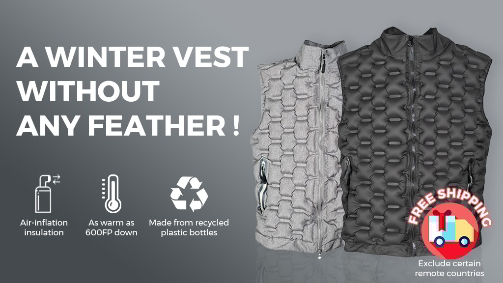Zero Down Vest - warming up with air and recycled bottles