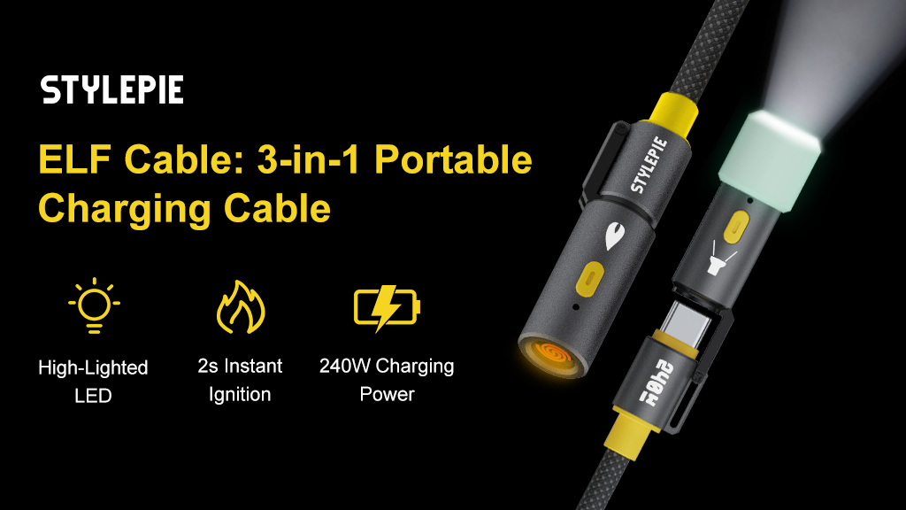ELF Cable: 3-in-1 Portable Charging Cable