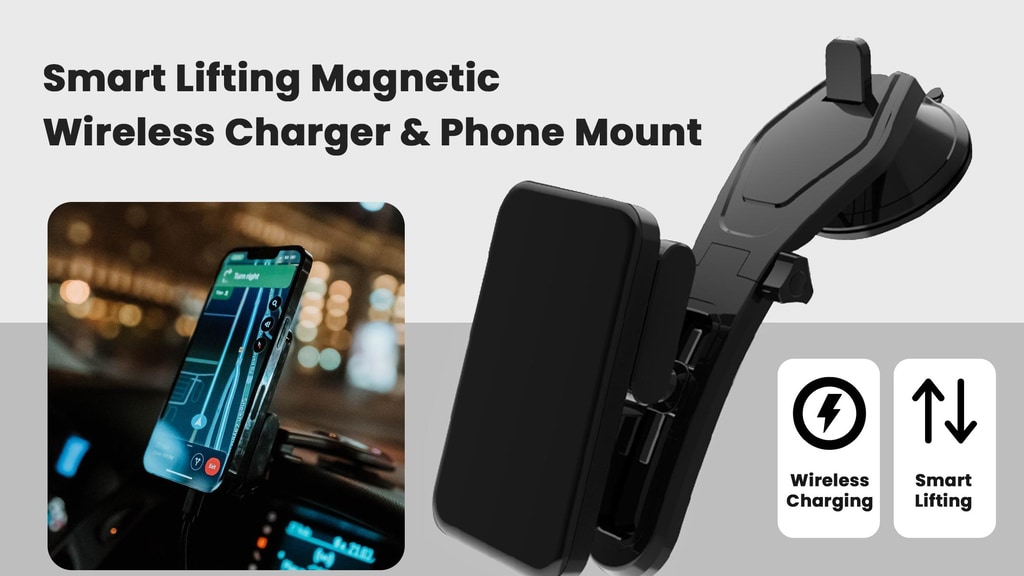 RETECK Smart Lifting Magnetic Wireless Charger & Phone Mount