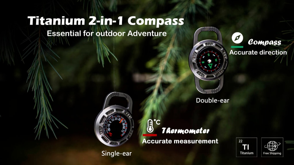 Outdoor Adventure/Sports Essentials-Titanium 2-in-1 Compass