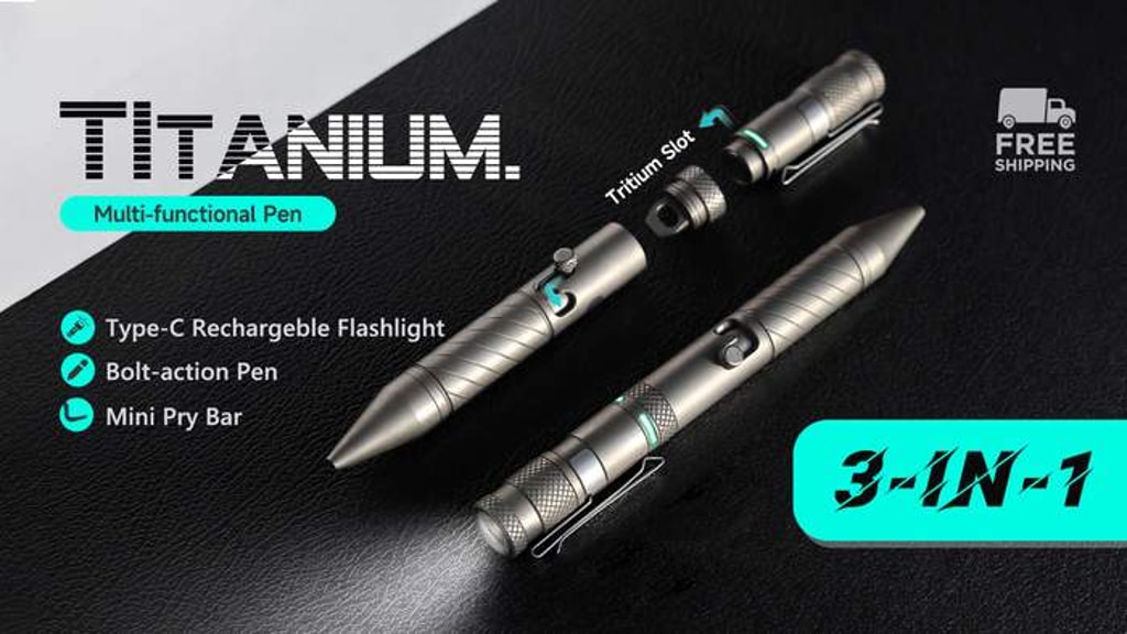 The BoltLite:Modular Titanium EDC Pen & Flashlight & Pry Bar