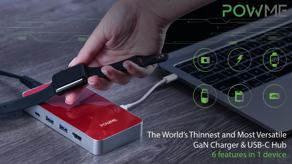 PowMe: All in One Type-C & Wireless Chargers with USB-C Hub
