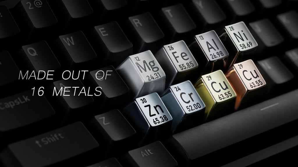 Awekeys: The first metal keycaps inspired by Periodic Table