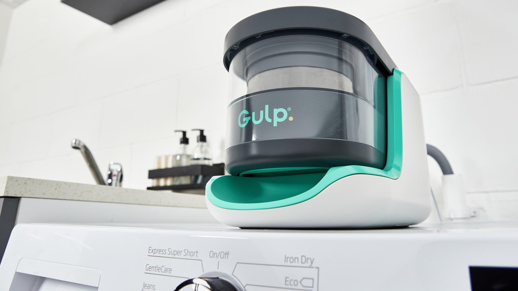 Gulp. Self-cleaning washing machine microplastic filter.