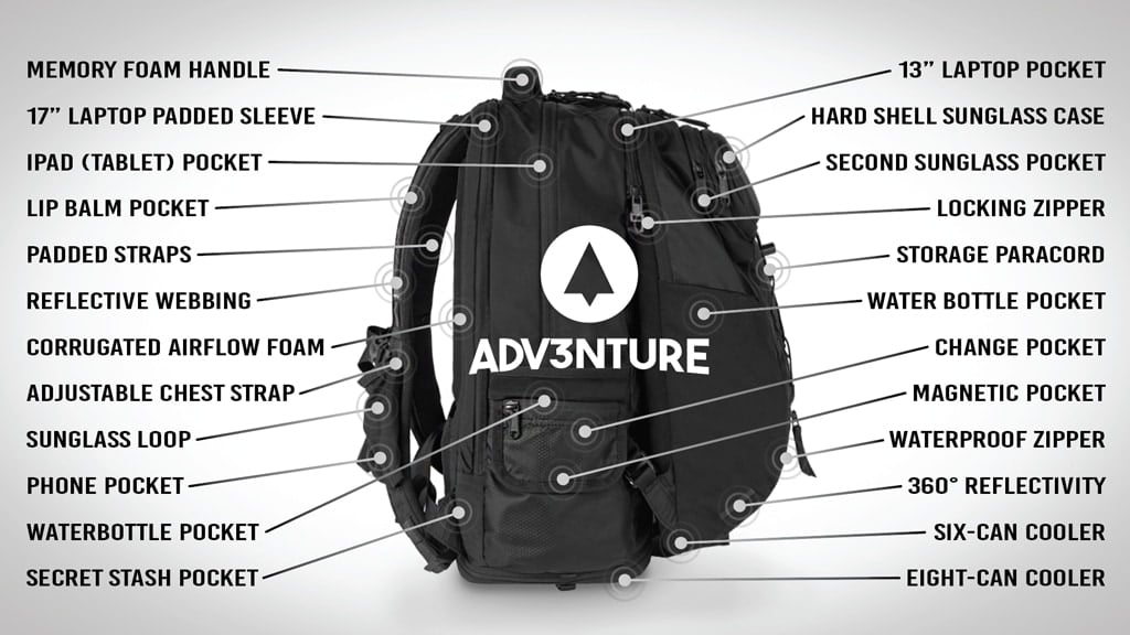 The ADV3NTURE 3-in-1 Backpack | With 32 features!