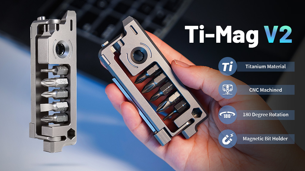Ti-Mag V2 Titanium Magnetic Ratchet Screwdriver w/ Multi-bit