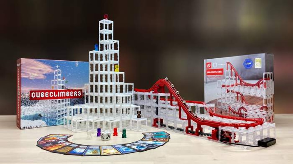 MagnetCubes: CubeClimbers Board Game + Marble Roller Coaster