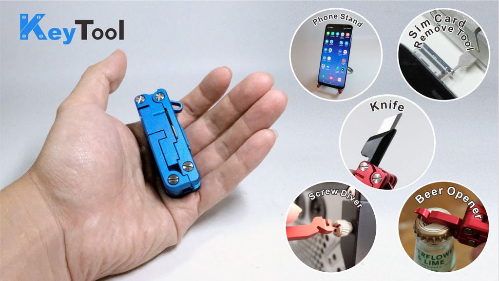 Keytool Foldable Phone Stand Pocket Knife Multi tool