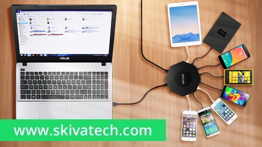 OctoFire 8 Port USB 3.0 Hub with Rapid Charging (96 Watts)