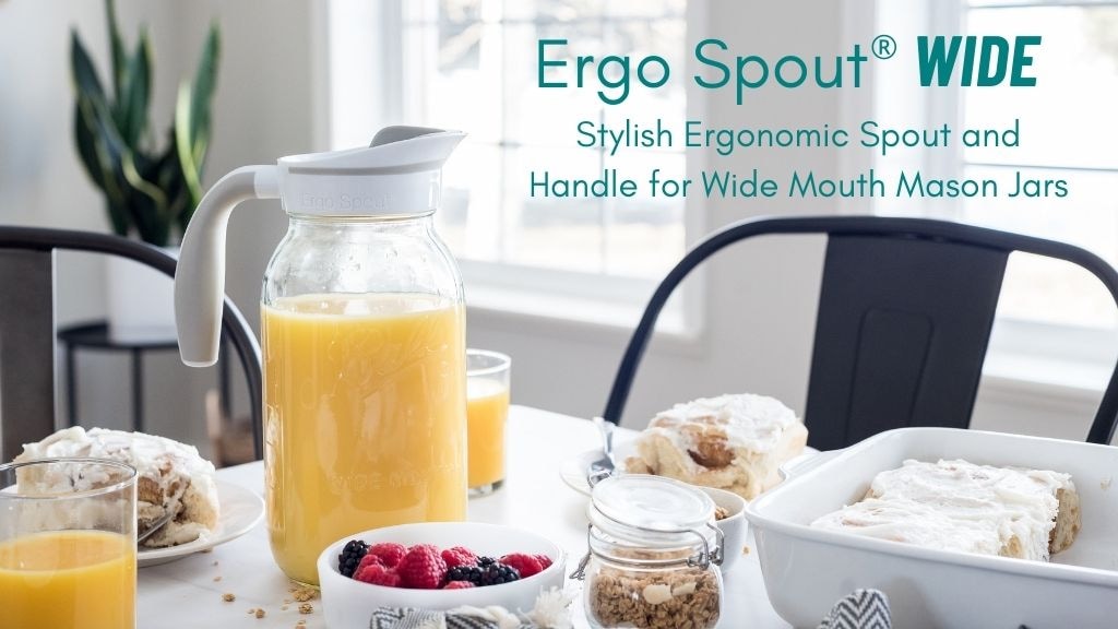 Ergo Spout® WIDE: Air-tight spout for wide mouth mason jars