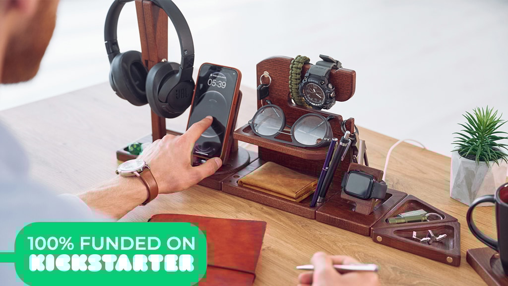Deskinator: Multifunctional Modular Wooden Desk Organizer