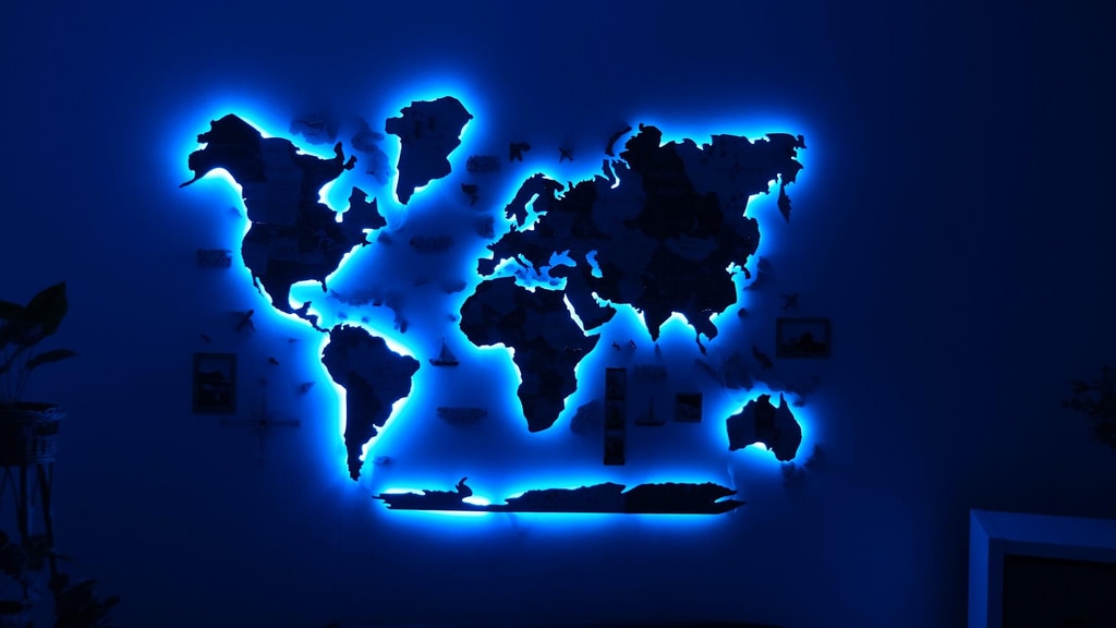 The Upgraded 3D Luminous Colored Wooden World Map w/ LED 3.0