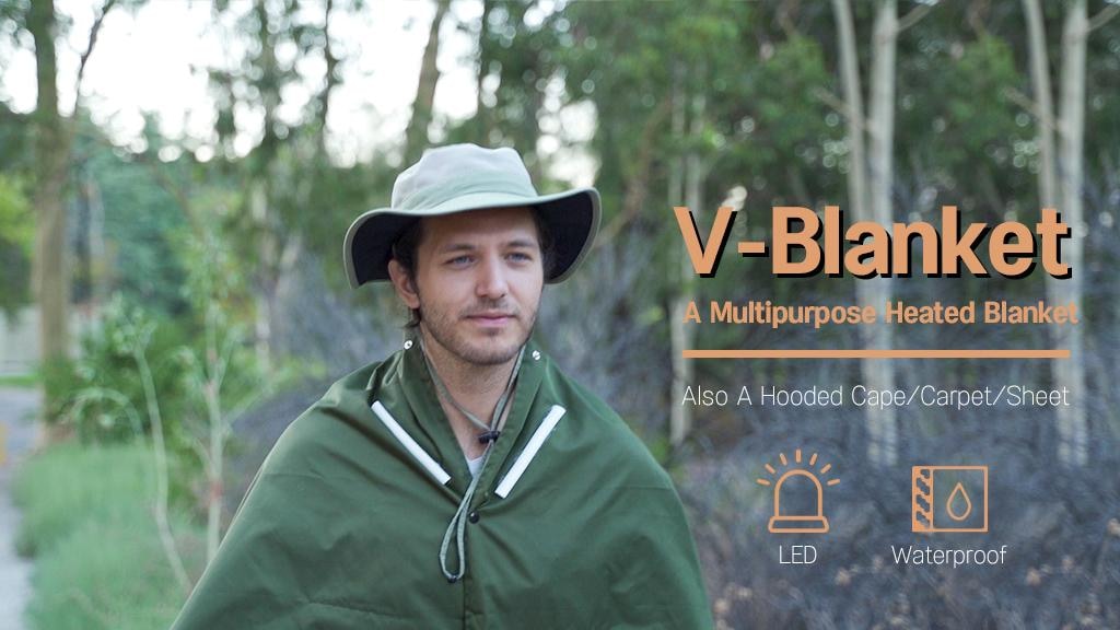 VBlanket: Cordless Heated Throw convertible to a hooded cape