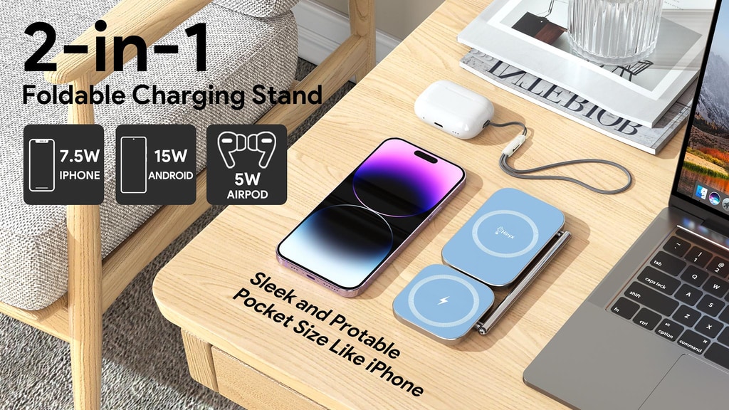 Hinyx MagFlex 2 in1 Foldable Magnetic Wireless Charger Stand