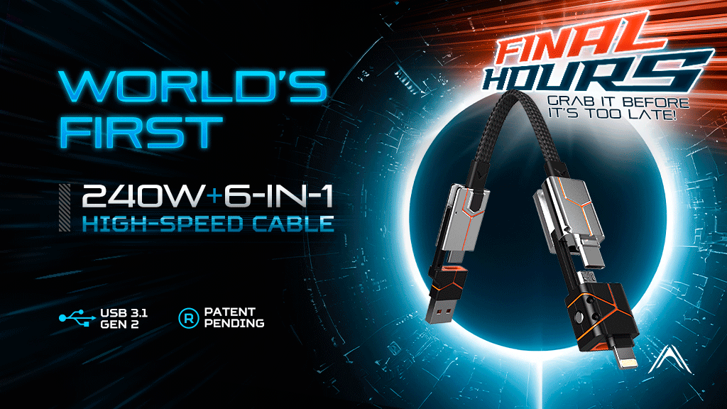 Zeus-X Go Ultra : Fastest 6-in-1 240W USB 3.2 Keychain Cable