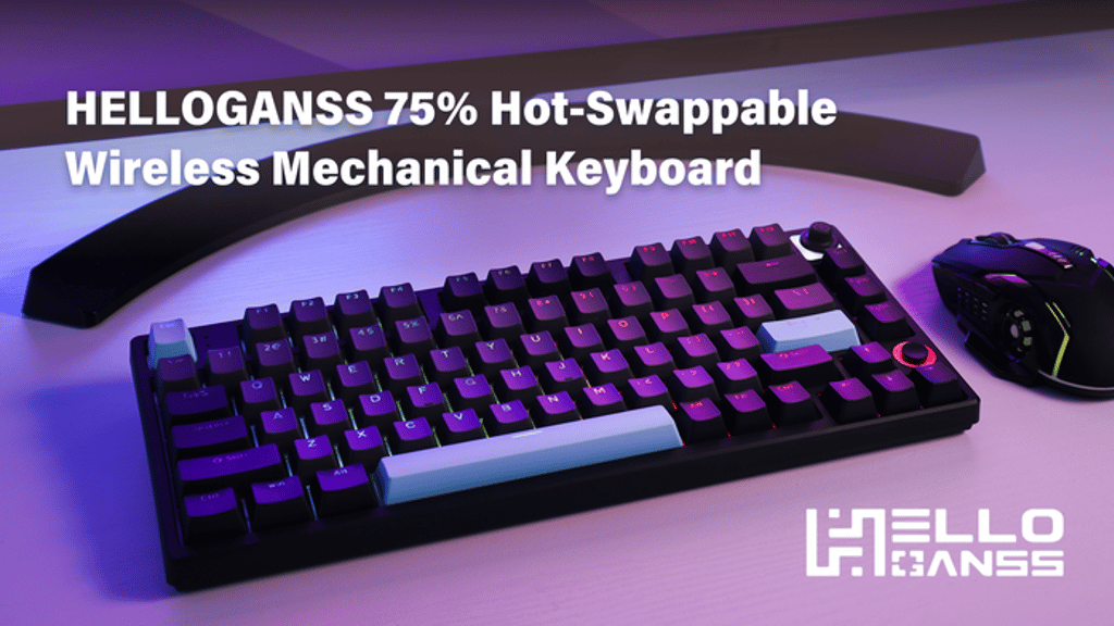Helloganss 75% Hot-Swappable Wireless Mechanical Keyboard