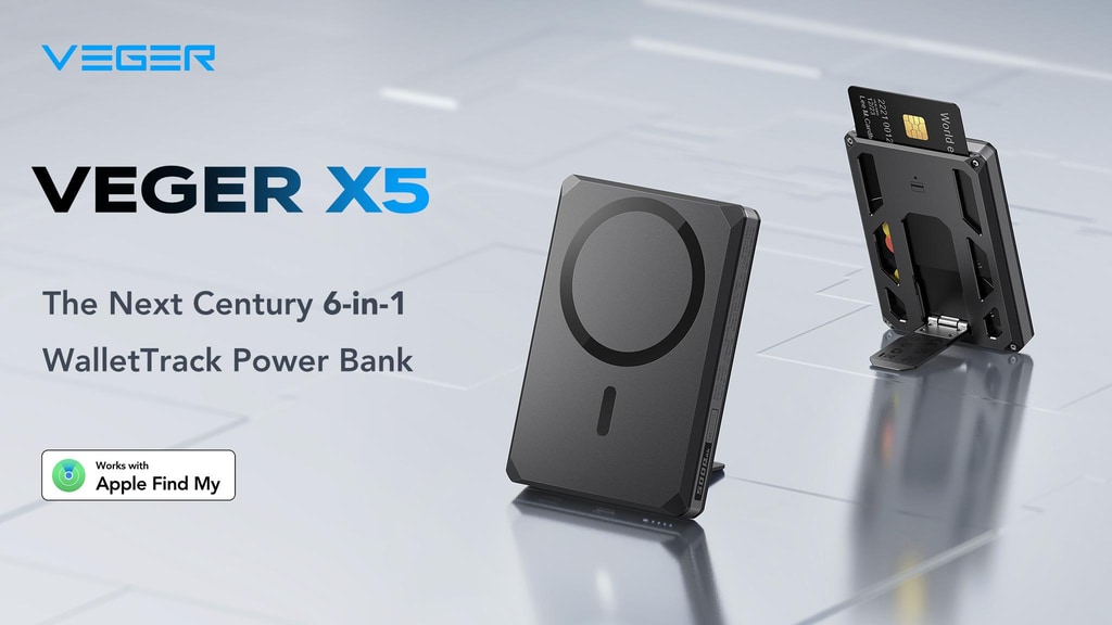 VEGER X5 | 6-in-1 WalletTrack Power Bank with Find My