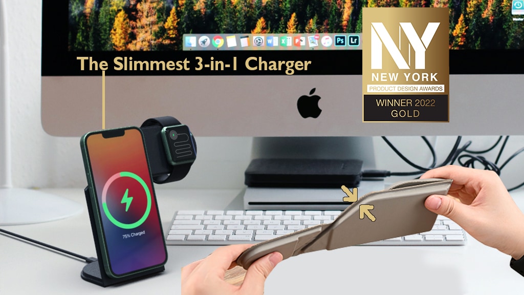 3 in 1 Wireless RPET based Slimmest Foldable Charger