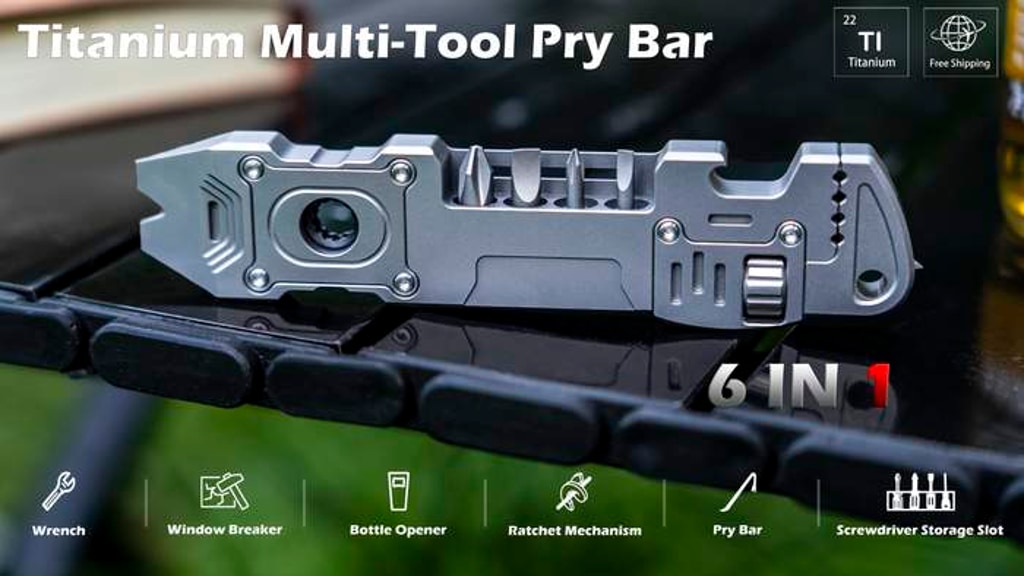 Titanium EDC 6-IN-1 Multi-Tool Pry Bar/Wrench
