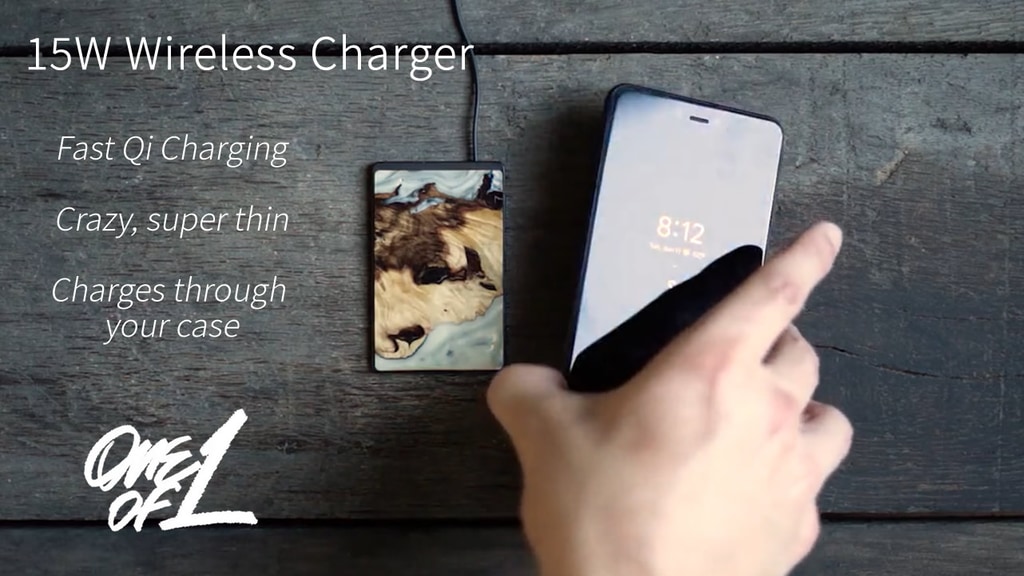 Super Thin 15W Wireless Charger. Works with your case.