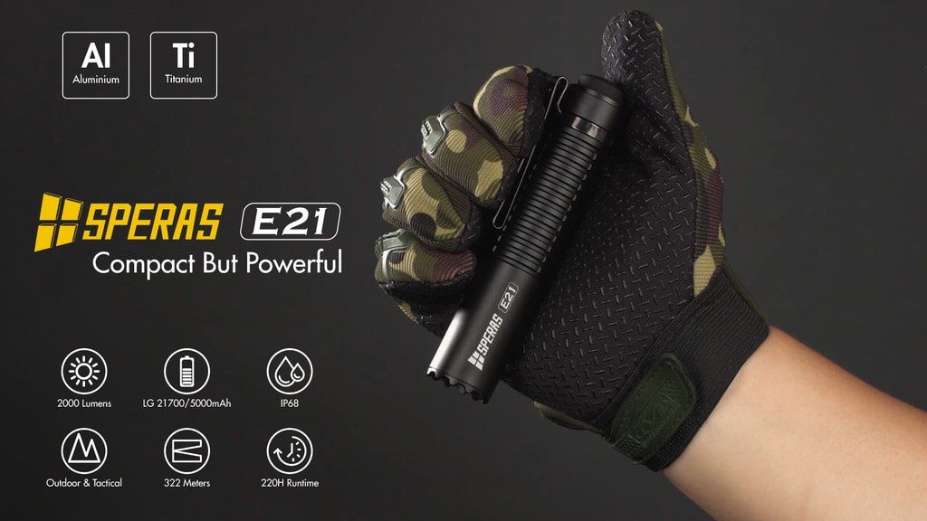 SPERAS E21: Super Powerful Pocket Flashlight with 21700 Cell