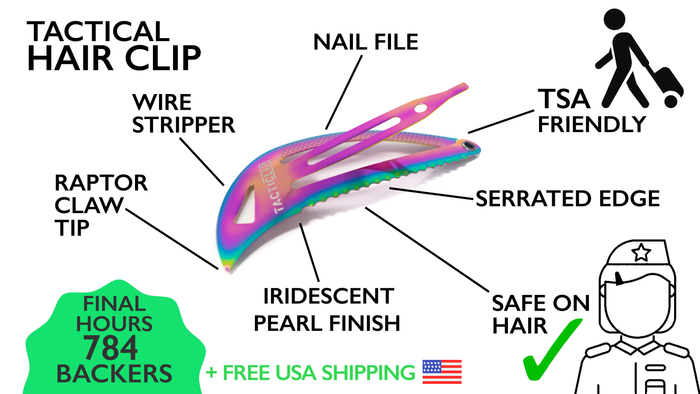 Tactical Hair Clip: Tacticlip 2.0 Iridescent EDC Covert Tool