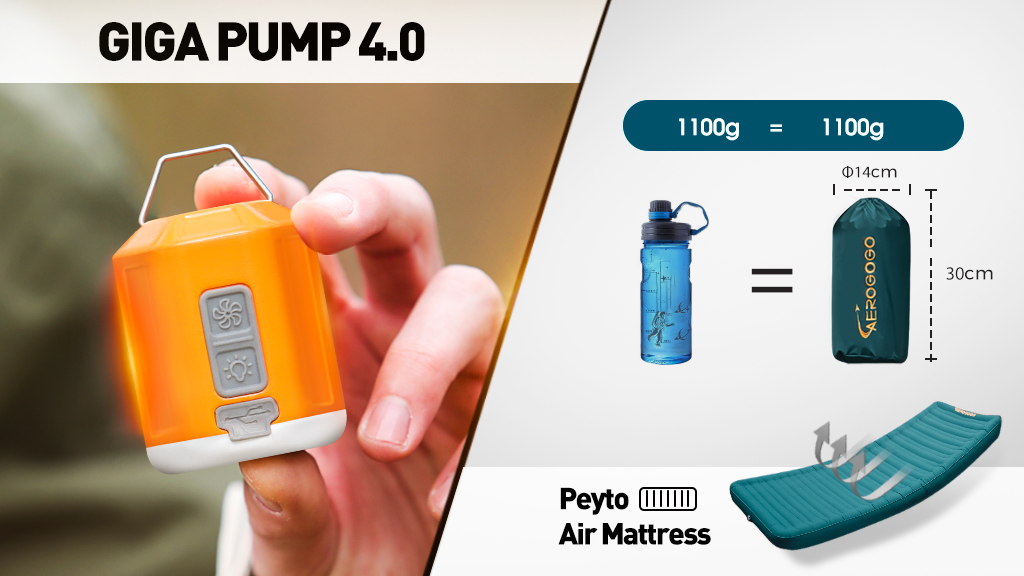 GIGA PUMP 4.0:The Smallest Powerful 3 in 1 Air Pump&Mattress