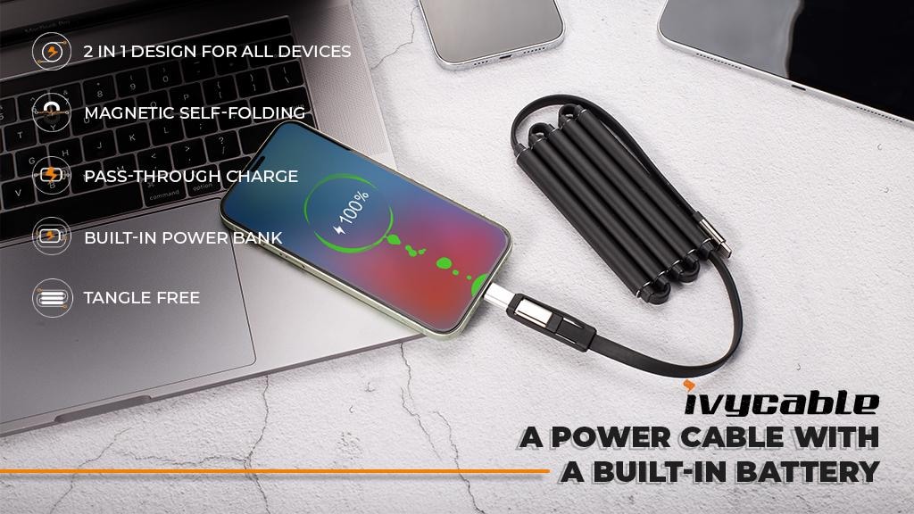 IVYCable Gen2- Magnetic Cable & Power Bank for New iPhone