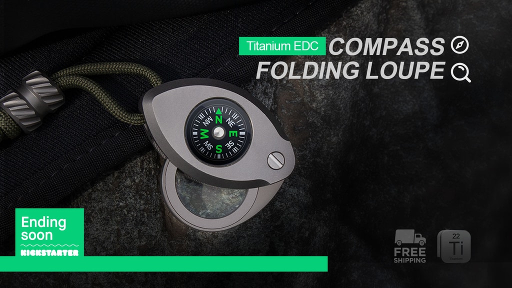 The Polar Pupil - Titanium EDC Compass + Folding Loupe