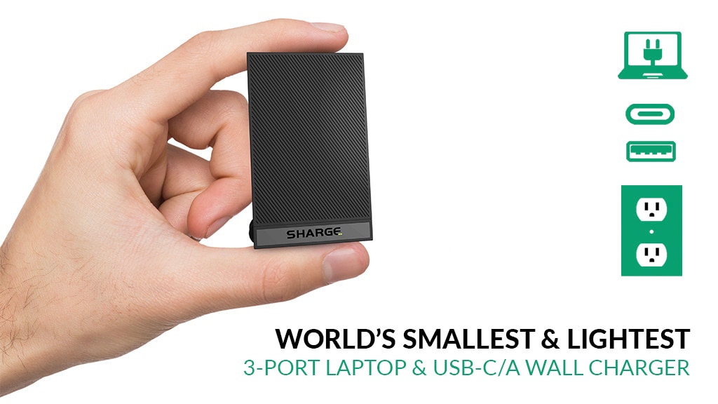 SHARGE: World Smallest 65W 3-Port Laptop & USB Wall Charger