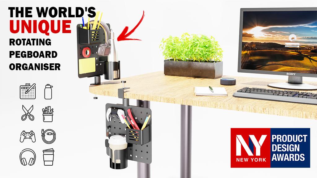 Ro-Peg 360°: Rotating Pegboard Organizer System for Any Desk