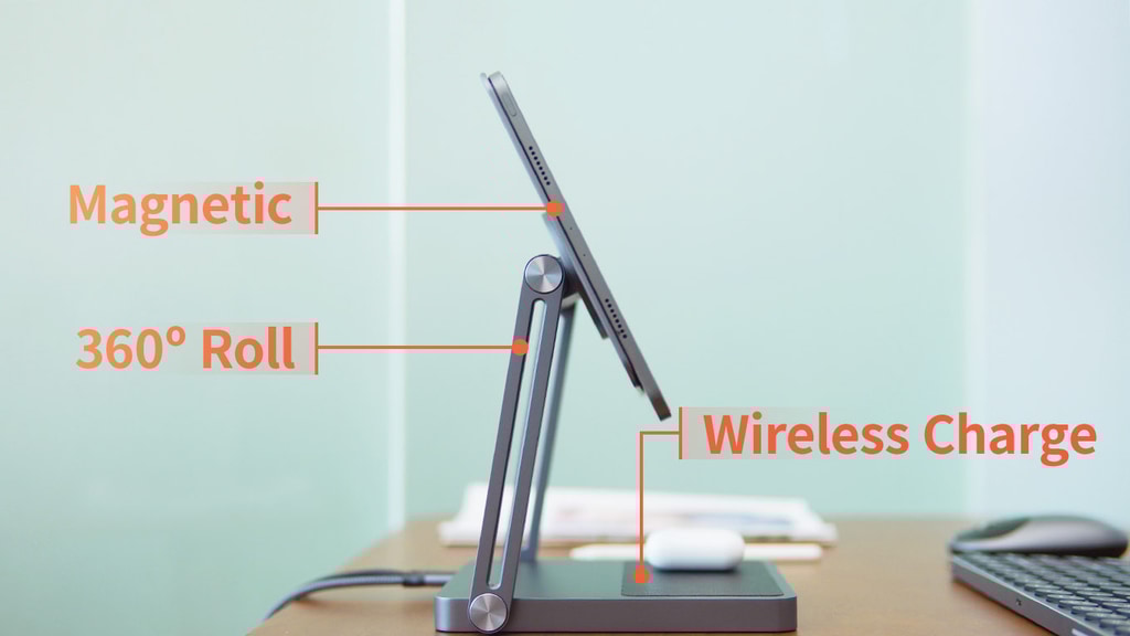 Kolude Multi-ports&Wireless charge iPad Stand iPad Hub