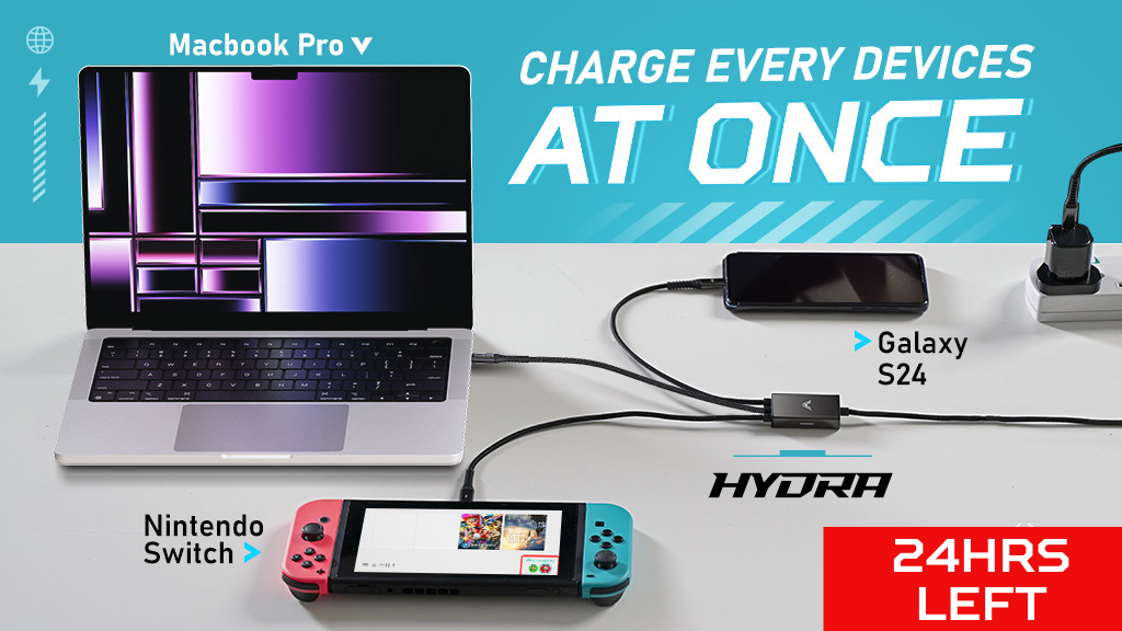 Hydra : World's First Triple Type-C 100W LED Cable