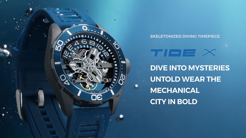 OLTO-8 Tide X: Mechanical City Inspired Skeleton Dive Watch