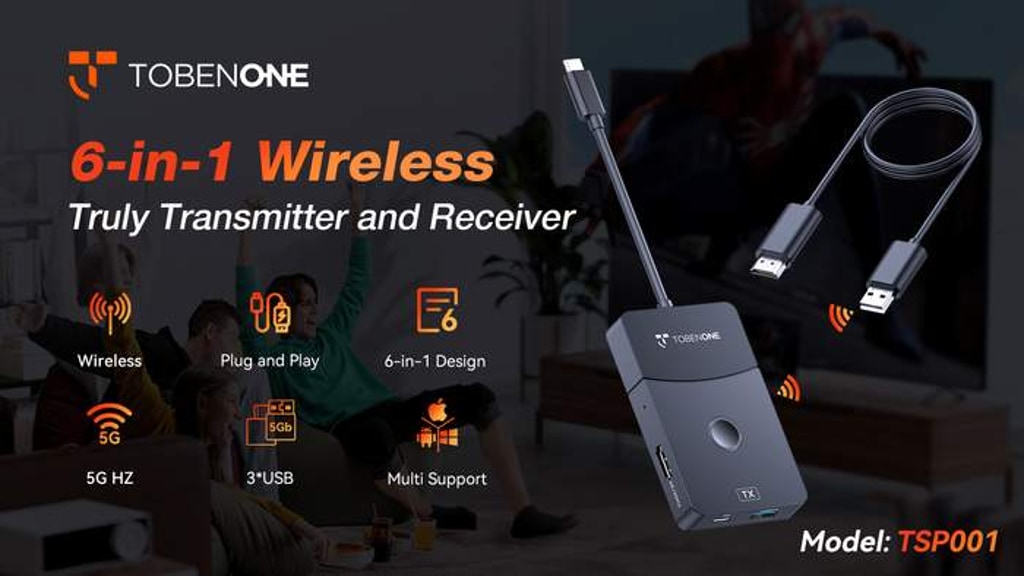 TobenONE Truly 6-in-1 Wireless Transmitter and HDMI Receiver