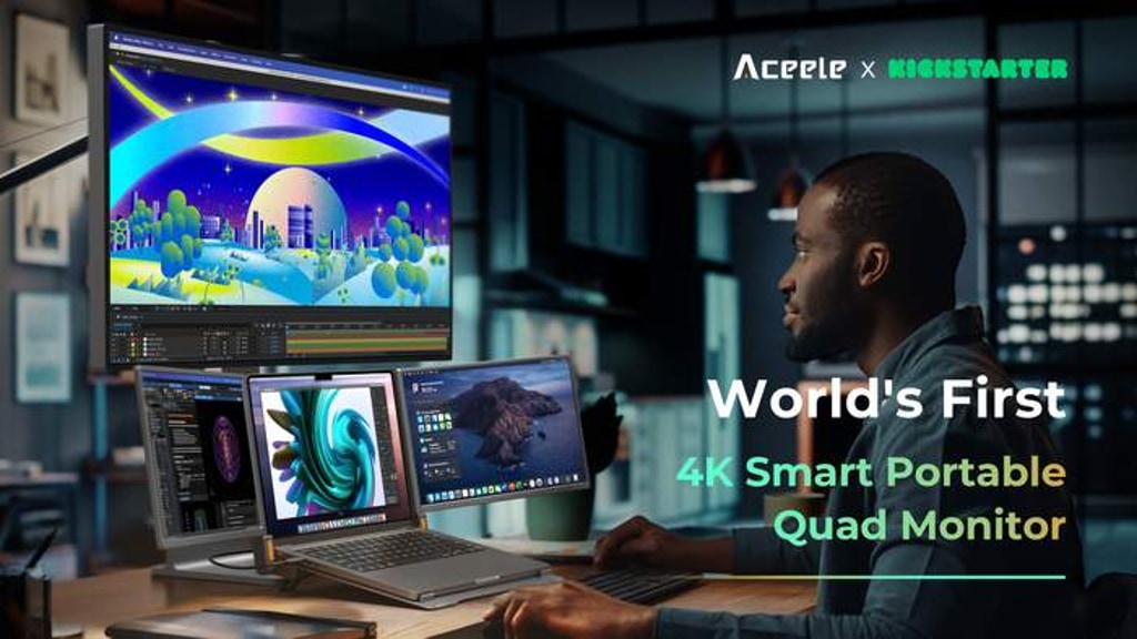 ACEELE: World First 4K Smart Portable Quad Monitor