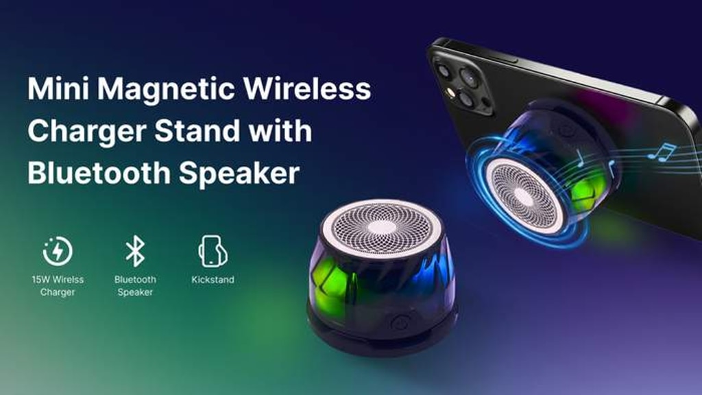 Mini Magnetic Bluetooth Speaker with Wireless Charger Stand