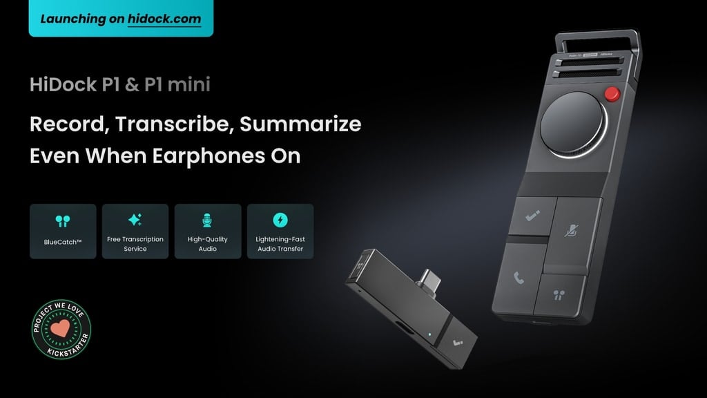 HiDock P1 & P1 mini-AI Voice Recorder for Bluetooth Earphone