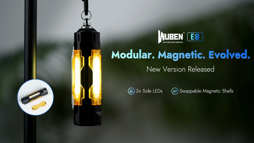 WUBEN E8 Gets Smarter – 3 Side LEDs & Magnetic Shell