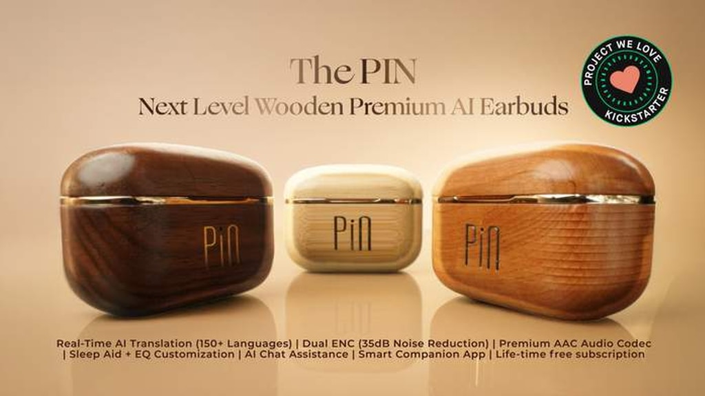 The PIN – Luxury Wooden Earbuds with Built-in AI Translation