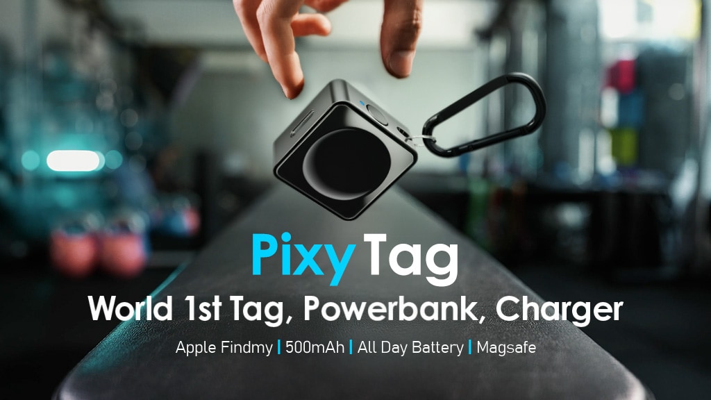 Pixy Tag — The Smallest Apple Watch Powerbank with FindMy