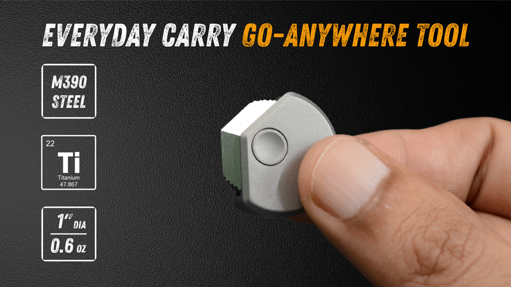 Drop: Titanium cased dual edge M390 EDC tiny cutting tool