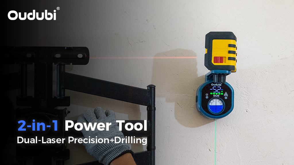 Oudubi Pro - 360° Dual Laser Level with LCD & Vacuum Mount