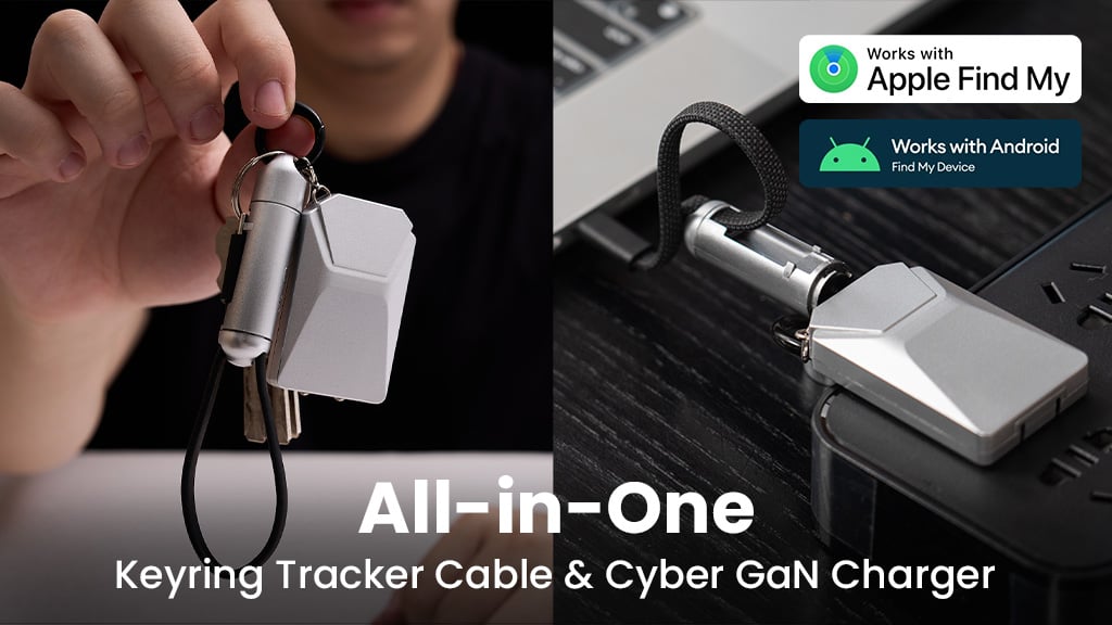 BULLETAG:All-in-One Keyring Tracker Cable & Slim GaN Charger
