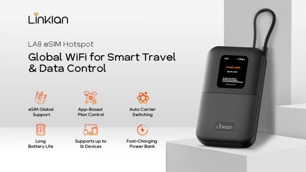 Linklan eSIM Hotspot (LA8): Global Smart Mobile Hotspot