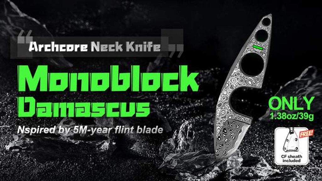 Archcore Mini Neck Knife 4: Damascus EDC
