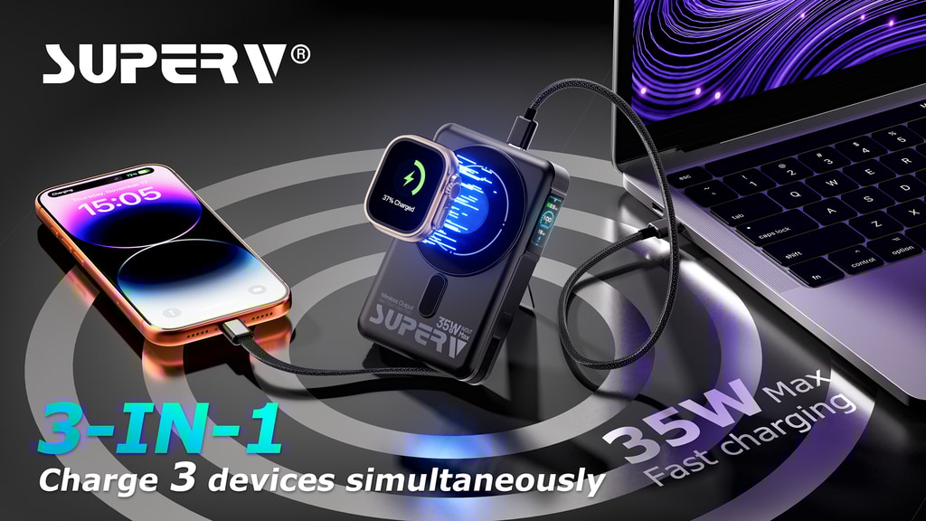 SUPERV: 10000mAh with Smart Screen & 35W Fast Charge